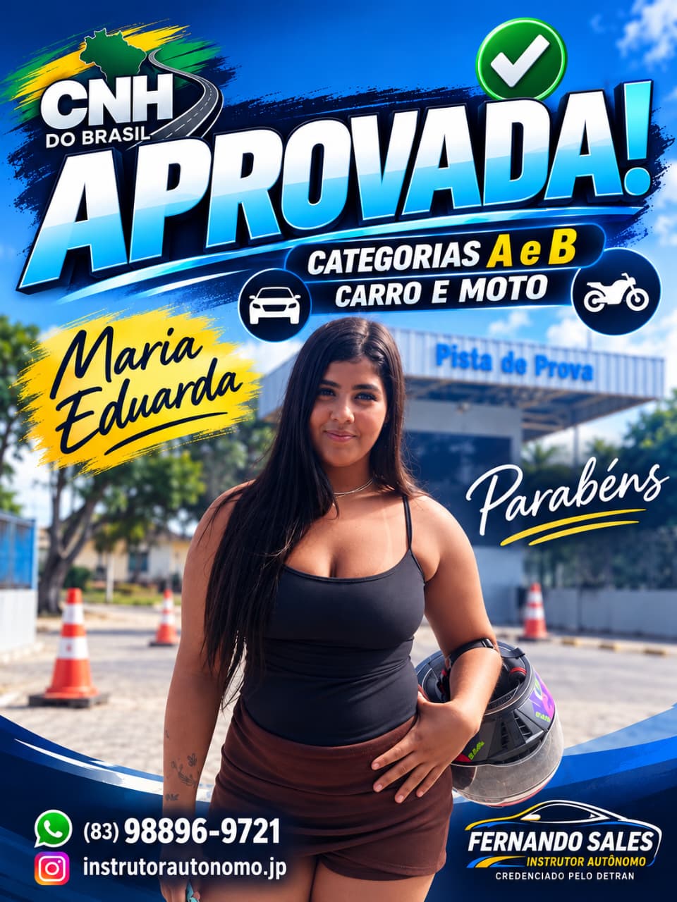 Maria Eduarda, aprovada nas categorias A e B